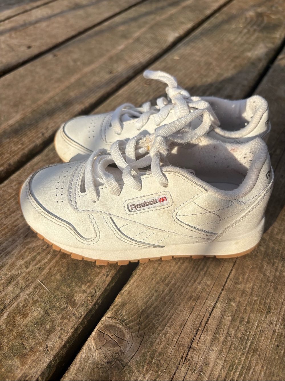 Reebok Classic Leather Toddler Kids Size 8 Shoes Sneakers White Lace Up